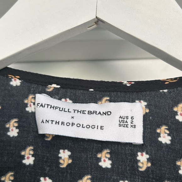 Faithful The Brand X Anthropologie Black and Yellow Floral Wrap Top - Picture 4 of 5